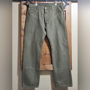 Levi's 501 93 Moss Green Cotton Non Stretch Straight Leg Jeans 36x31